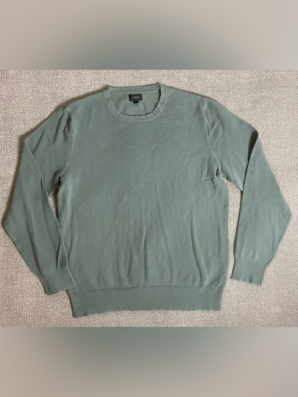 J. Crew Men's Sage Green Crewneck Pullover- Fall Winter Cotton Cashmere Comfort